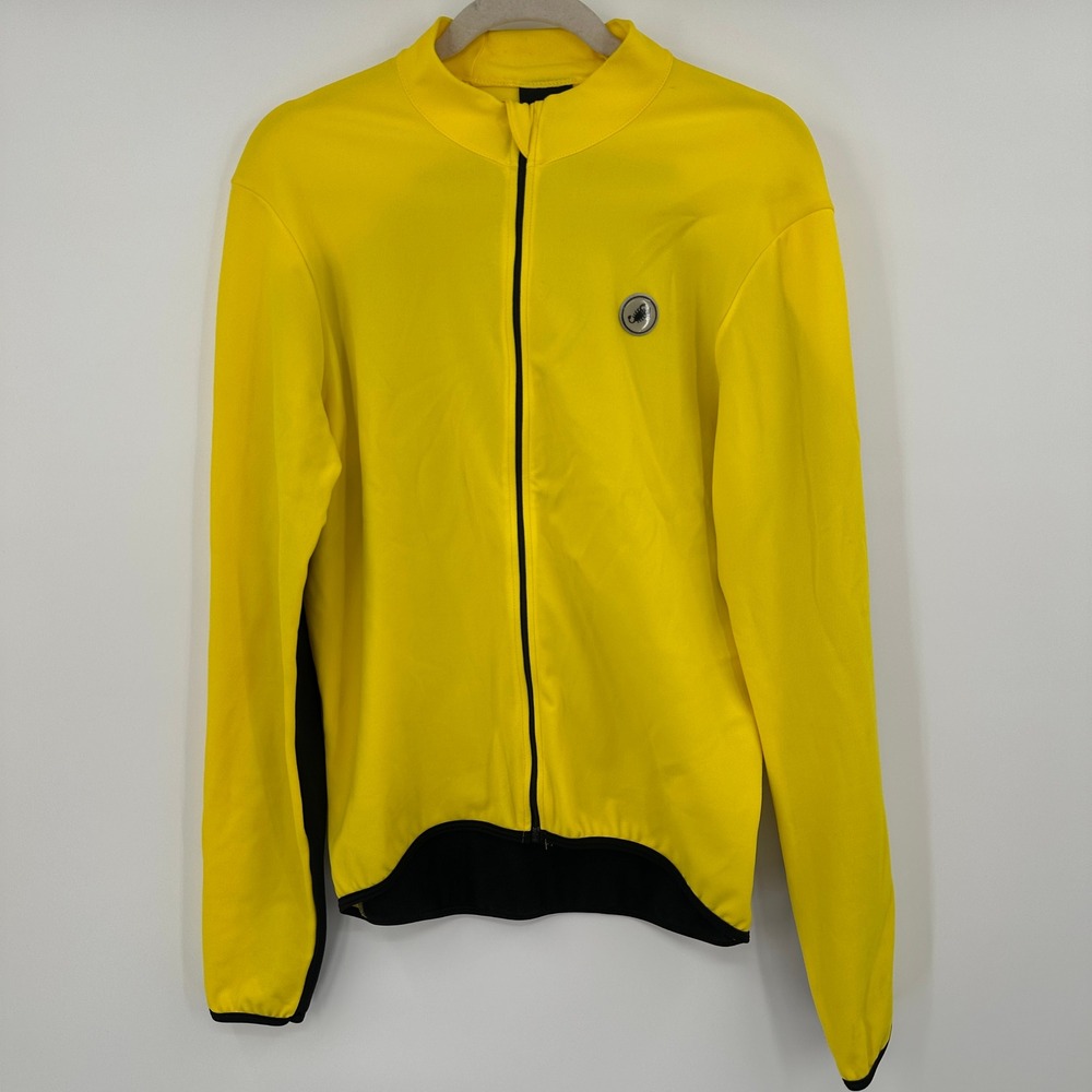 Castelli Cycling Jacket Yellow‎ Black Scorpion Logo Techno Sport Wear XL